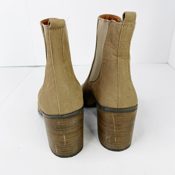 Lucky Brand Ankle Boots Size 9 Kassidy Open Toe Chelsea Bootie Tan Brown - Picture 4 of 7
